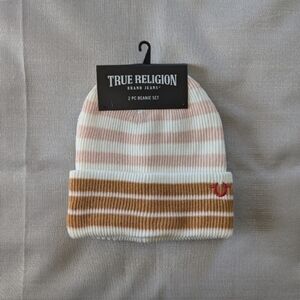 True Religion two Piece Knit Beanie Hat Set New